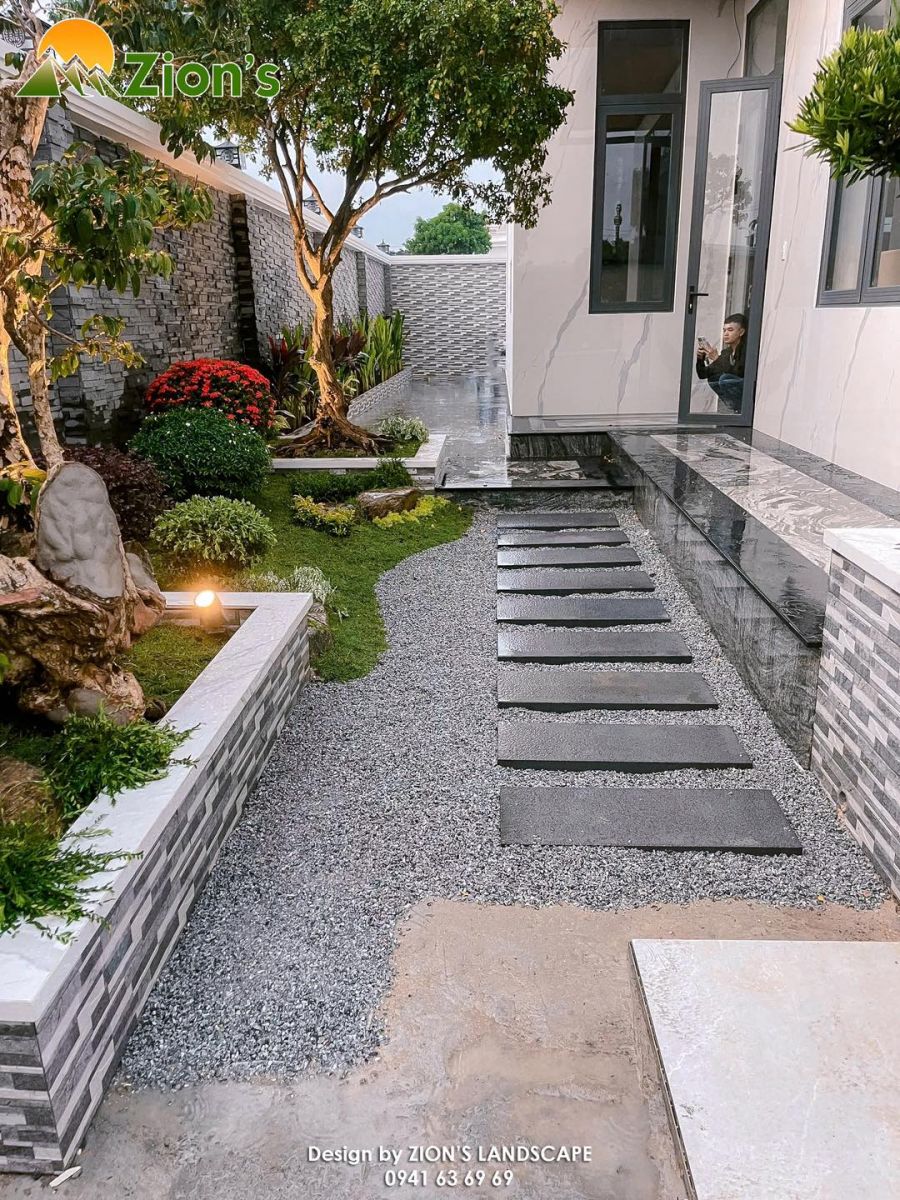 Sỏi cào hoa cương - vật liệu trang trí sân vườn